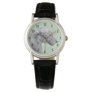 Relógio Pintura em Wolfhound Irlandês - Arte em Cachorro O