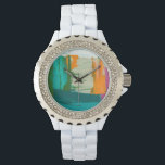 Relógio Pintura múltipla de impressão de expressão livre<br><div class="desc">Jennifer Goldberger criou esta pintura multicolorida de liberdade de expressão. Traços grossos de tinta deixam globos de tinta no trabalho,  fazer que se pareça com um impressão em camadas. Adquira a sua hoje!</div>