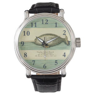 Relógio Pintura por Aquarela de Baleia Antiga Narbaleia