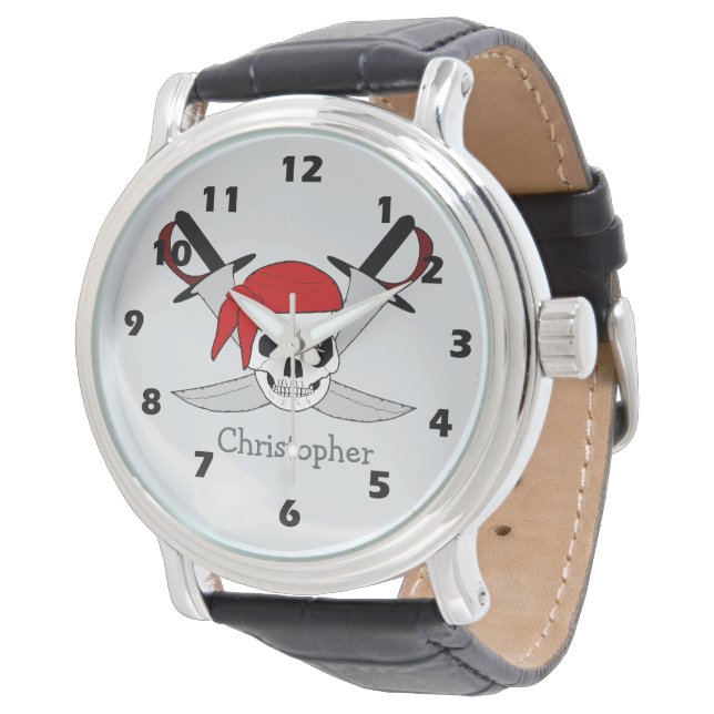 Relógio Pirate Skull And Swords Design (Angular)