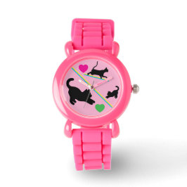 Relógio Playful Black Cats & Hearts Kid's Watch
