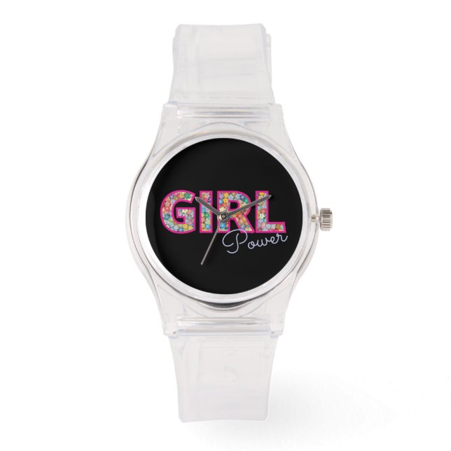 Relógio Poder da Menina | Girassas rosadas Lindas (Frente)