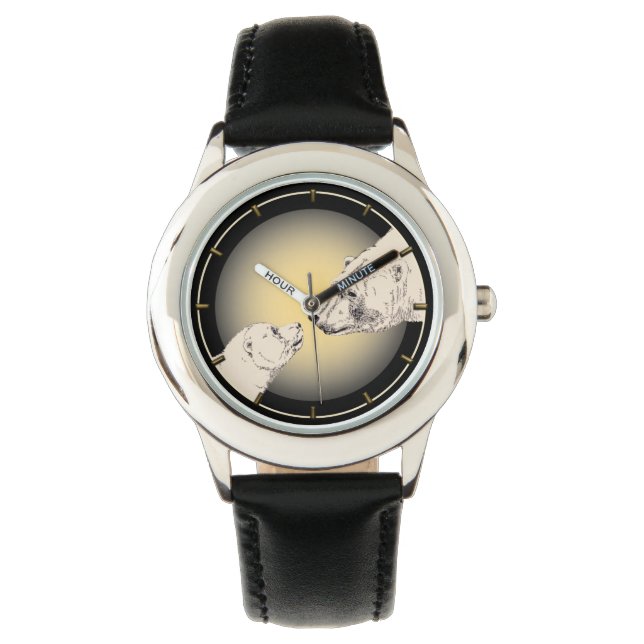 Relógio Polar Bear Assista À Vida Selvagem Urso De Arte (Frente)