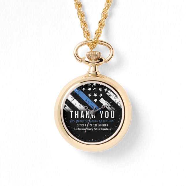 Relógio Polícia - Aniversário de Aniversário Azul - Bandei (Frente)