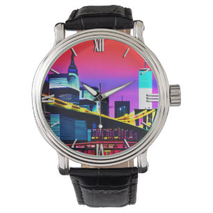 Relógio Ponte Brooklyn à noite