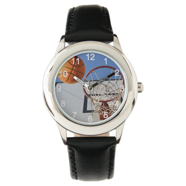 Relógio Pontos De Pontuação No Basquete, Kids Leather Watc (Frente)