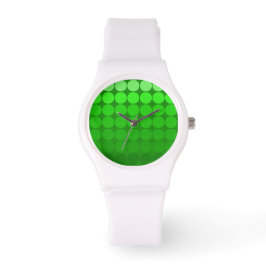 Relógio Pop de Mod - Gradiente Círculos Verdes White Watch