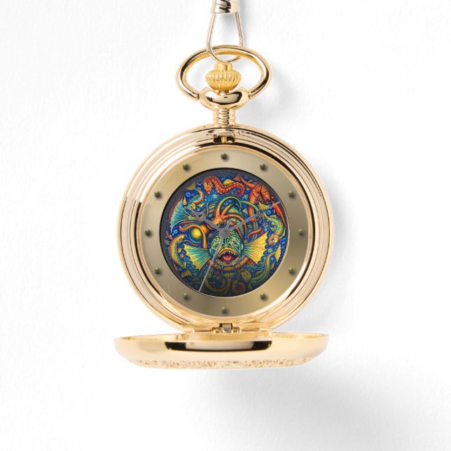 Relógio Porta de Submarino Steampunk Criaturas Submarinas (Frente)