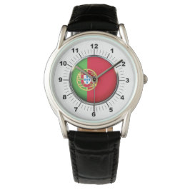 Relógio Portugal Bandeira Crown Black Leather Watch