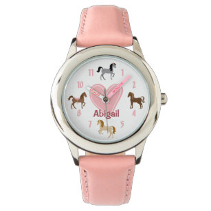 Relógio Pôs Bonito personalizados e Cavalos de Coração Ros