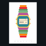 Relógio | Poster de Pop de arte retrô 70 e 80 | Co<br><div class="desc">"O tempo não é medido pelos relógios, mas pelos momentos", o anos 80 retrô dos anos 60, 70 - Monitoramento digital minimalista parece fabuloso em um quadro preto. Siga-me no Instagram ou no Facebook ou assine atualizações em TakaraBeech.com ... Eu adoraria me conectar com você. Compartilhe seu novo trabalho artístico...</div>
