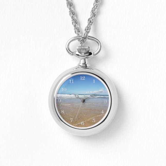 Relógio Praia Em Soulac Sur Mer France Necklace Watch (Frente)
