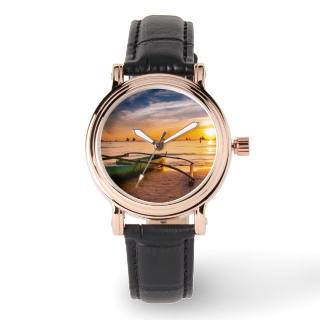 Relógio Praias Tropicais | Praia Branca de Boracay (Frente)