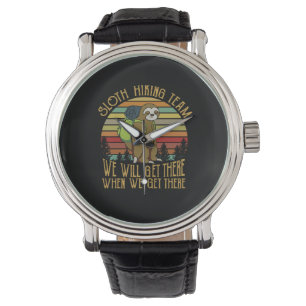 Relógio Presente de Camper   Vintage Sloth Hiking Team Ani
