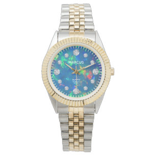 Relógio Presente de Nome Personalizado de Diamante Opal de