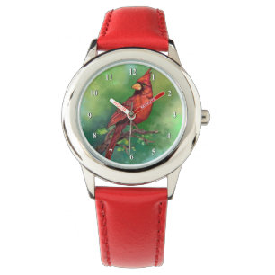 Relógio Presente norte Red Cardinal Bird Watch