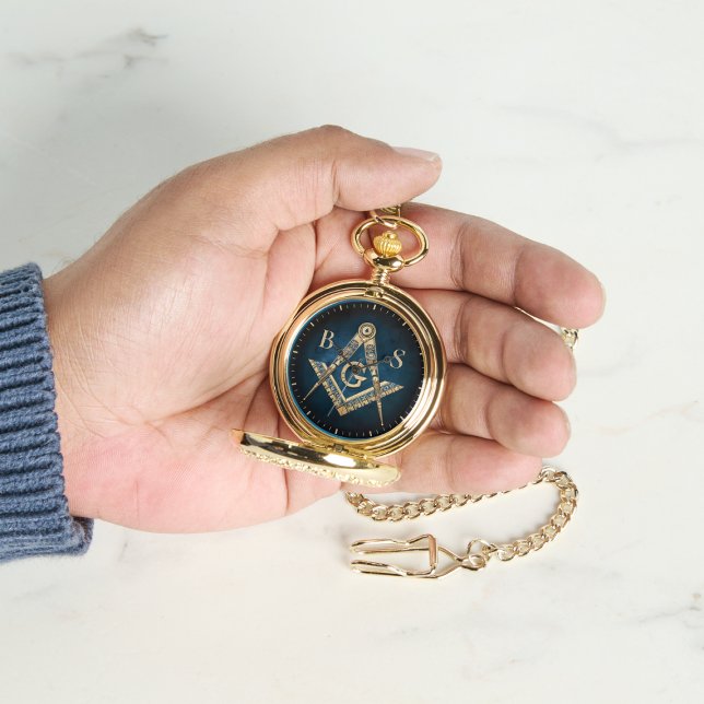 Relógio Presentes de Freemason Exclusivos | Compass Masôni (Unique Freemason Gifts | Blue Gold Masonic Compass Watch)