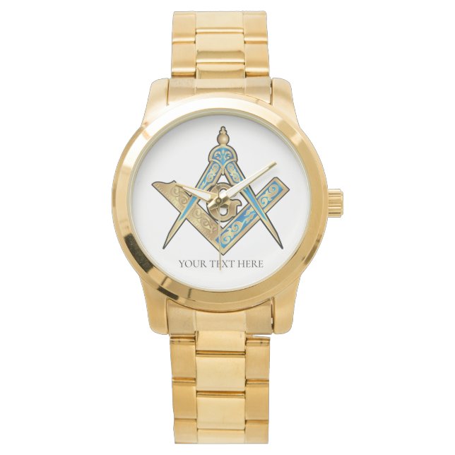 Relógio Presentes de Freemason Exclusivos | Dourado Compas (Frente)