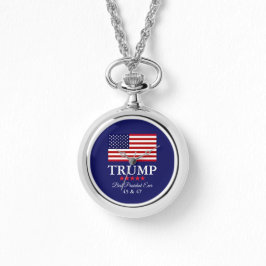 RELÓGIO PRESIDENT DONALD TRUMP SILVER NECKLACE WATCH