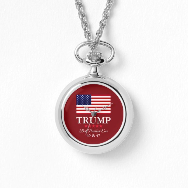 RELÓGIO PRESIDENT DONALD TRUMP SILVER NECKLACE WATCH (Frente)