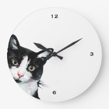 Relógio Preto e Branco de Peeking Adorável