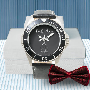 Relógio Preto e Branco Elegante para o Padrinho