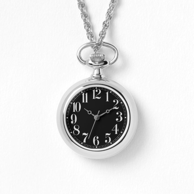 Relógio Preto e Prateado Grande Numerado (Frente)