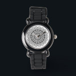 Relógio Preto no padrão mandatório do ornamentado branco<br><div class="desc">Padrão de mandala ornamentado preto sobre fundo branco. Por favor,  entre em contato comigo se precisar de uma combinação de cores diferente.</div>
