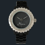 Relógio Preto Personalizado Simplesmente Elegante<br><div class="desc">Simples e elegante Black Watch Personalizado presente perfeito para mãe,  namorada ou esposa - um lindo relógio de pulso preto. Para caminhadas casuais ou uma noite fora,  este relógio pode ser vestido em qualquer momento do dia.</div>