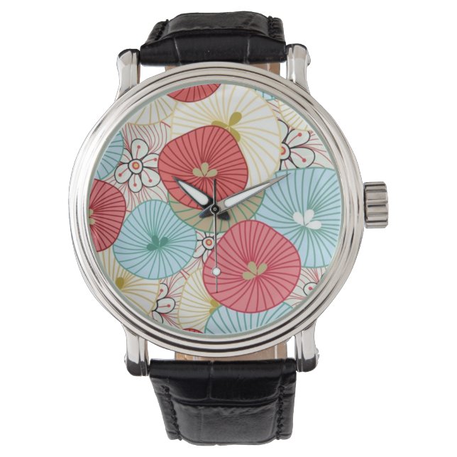 Relógio Pretty Abract Colorful Busy Floral Pattern (Frente)