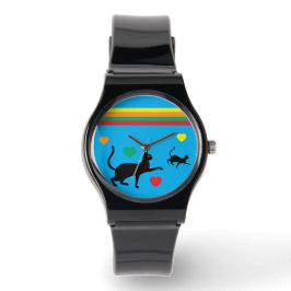 Relógio Pride Watch – Black Cats with Rainbow Hearts