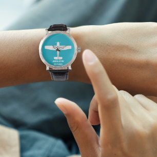 Relógio Primeiro Piloto Solo Avião Azul