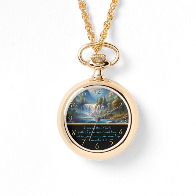 Relógio Provérbios 3:5 lago cristão de cortina de fé (Frente)