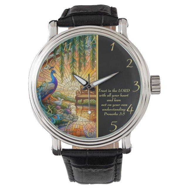 Relógio Proverbs 3:5 Igreja Branca (Frente)