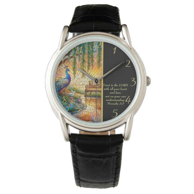 Relógio Proverbs 3:5 Igreja Branca (Frente)