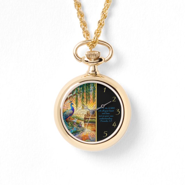 Relógio Proverbs 3:5 Igreja Branca (Frente)