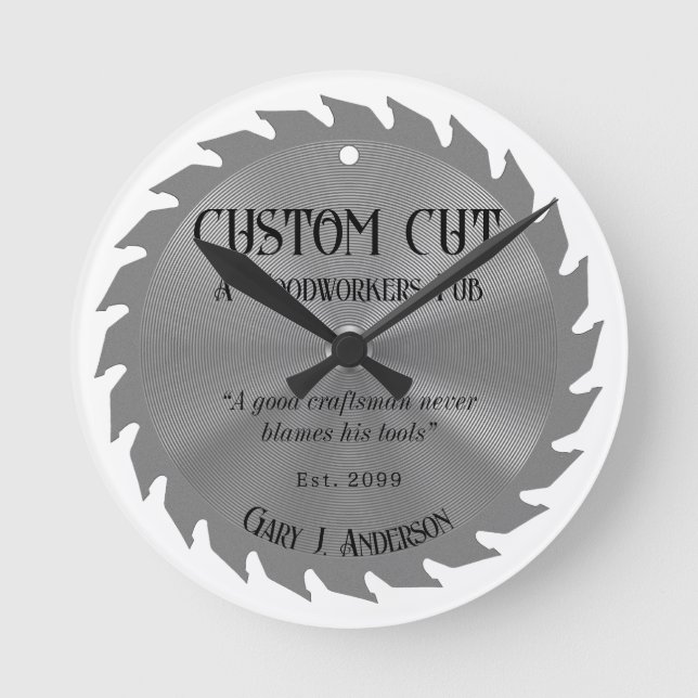 Relógio PubWall da lâmina do carpinteiro de madeir (Frente)