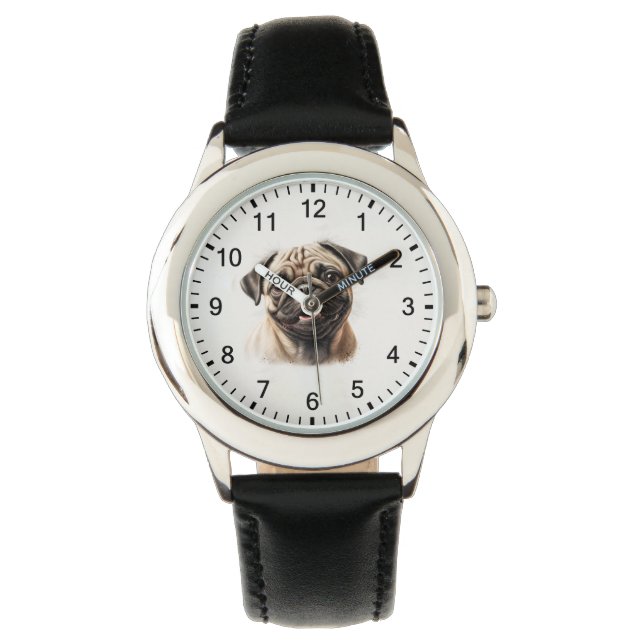 Relógio Pug Dog Charismas presente de café Watch (Frente)