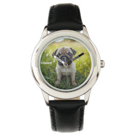 Relógio Pug Personalizado do Garoto Bonito