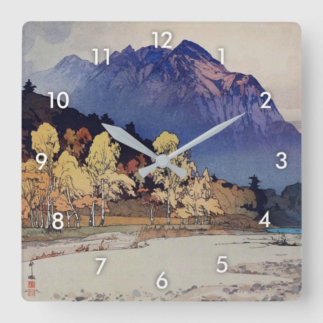 Relógio Quadrado 雨後の穂高山, Hodaka-yama após a chuva, Yoshida, Woodcut (Frente)