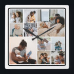 Relógio Quadrado 10 Colagem de Fotos Personalizada<br><div class="desc">10 Relógio de parede personalizado da família de colagem de fotos de Ricaso - com 10 modelos de fotos. Um maravilhoso presente de fotos para você ou para outros</div>
