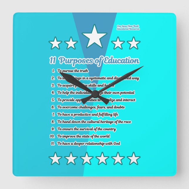 Relógio Quadrado 11 Objetivos da educação (Frente)