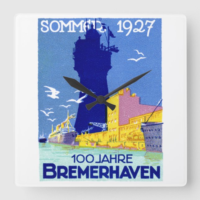 Relógio Quadrado 1927 Bremerhaven Germany (Frente)