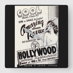 Relógio Quadrado 1930 Hollywood Cabaret Restaurant ad