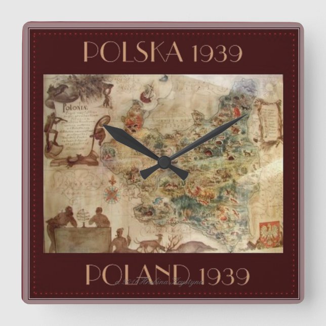 RELÓGIO QUADRADO 1939 MAP OF POLAND (Frente)