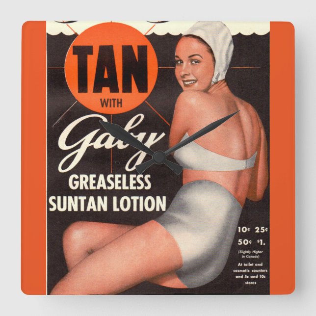 Relógio Quadrado 1950 Gaby Suntan Lotion e (Frente)