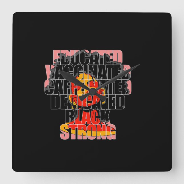 Relógio Quadrado 1 African American Woman Equality Black Strong Pro (Frente)