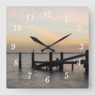 Relógio Quadrado 1rua Sunset 2017 Ccoa Beach Wall Clock
