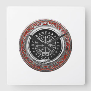 Relógio Quadrado [200] Compasso Runic mágico de prata de Vegvisir 