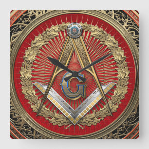 Relógio Quadrado [200] Master Mason - Dourado Square & Compass